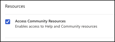 Screenshot of the Resources section in Permissions and Access.