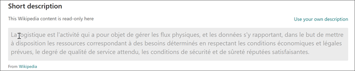 Screenshot showing the short description editing field in the Multilingual page.