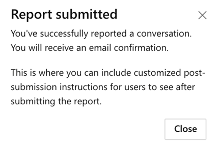 screenshot showing success reporting submission.