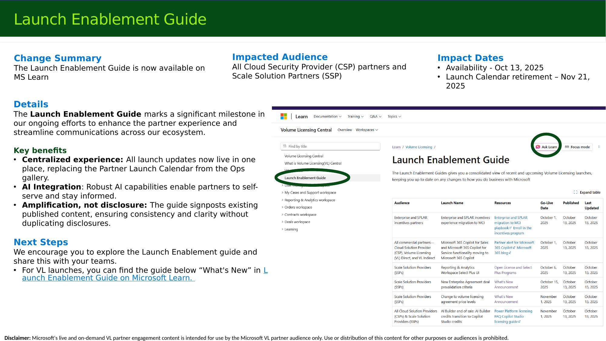 Launch Enablement Guide
