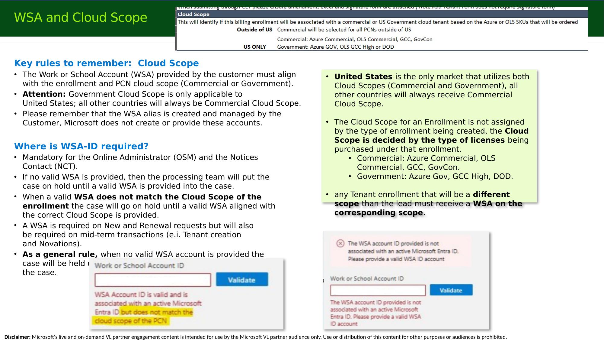WSA and cloud scope key rules