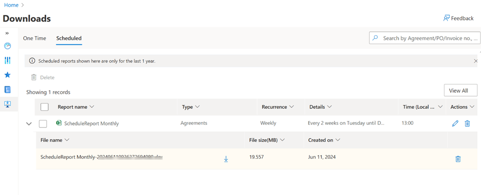 Schedule download report.