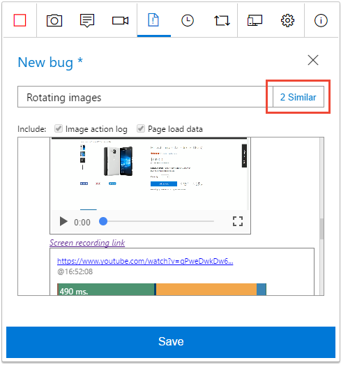 Screenshot showing the link to view similar bugs.