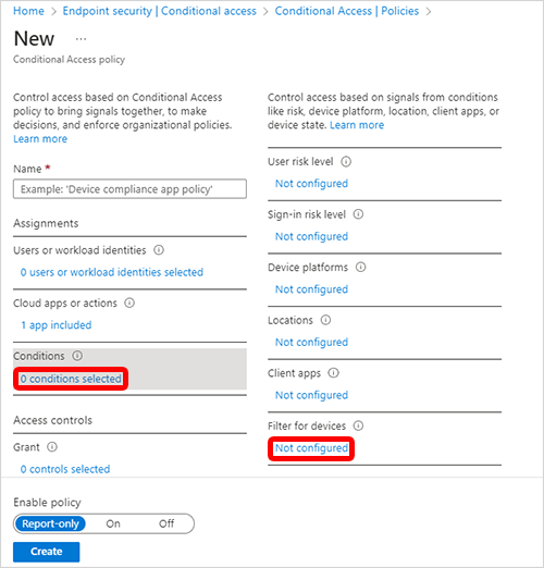 Filter devices screen shot