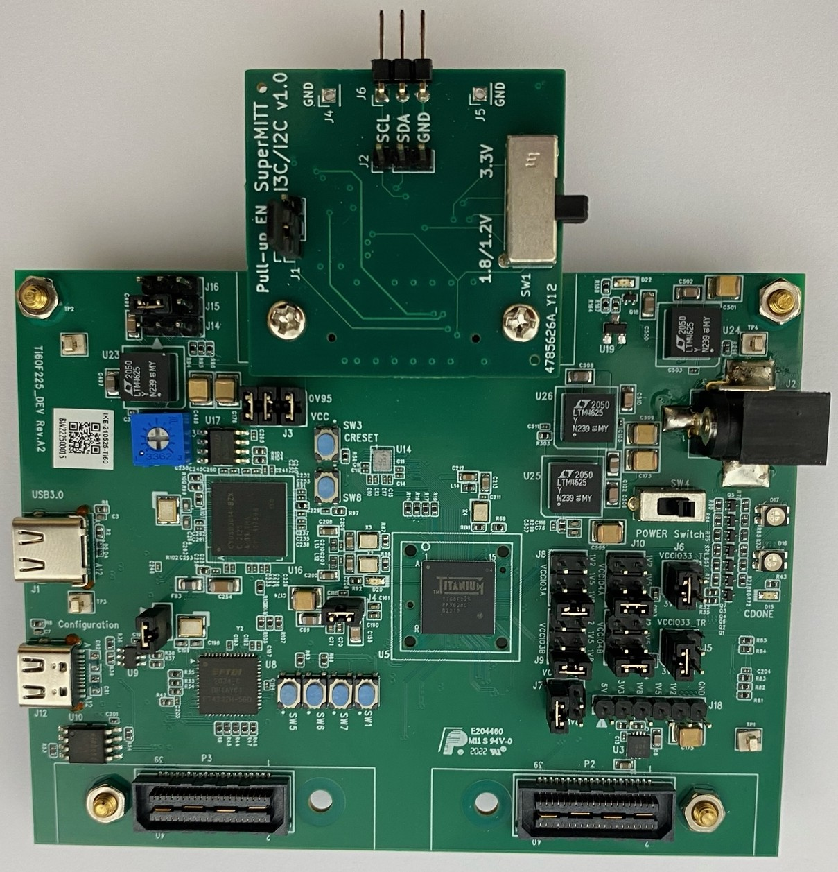 SuperMITT PCB with attached adapter for I3C