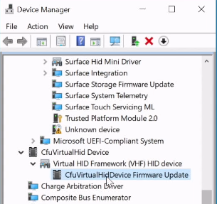 cfu virtual hid device firmware update installed.