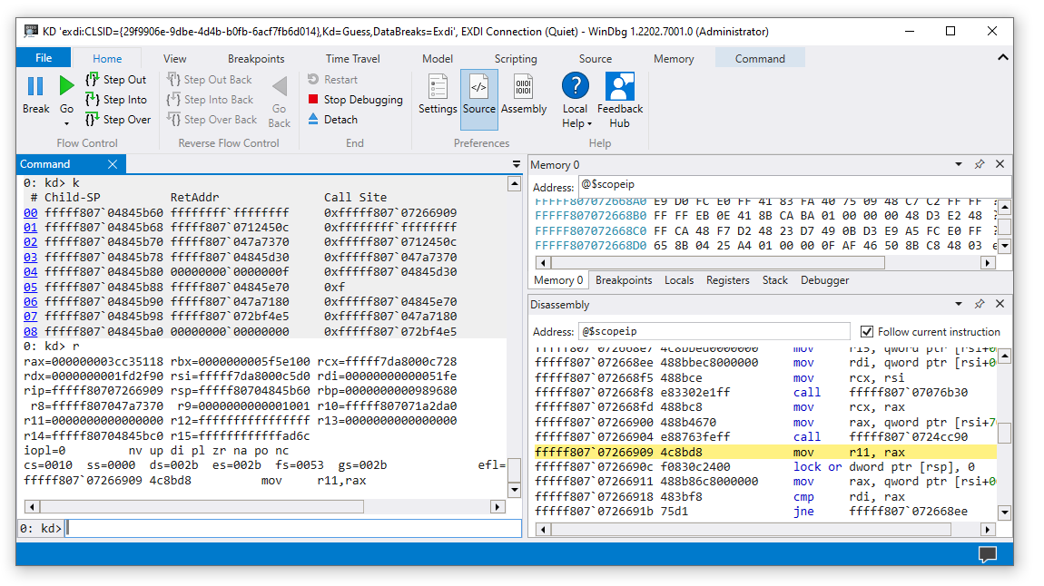 Configuring the EXDI Debugger Transport - Windows drivers 