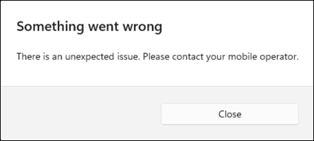 Screenshot of error dialog: the URL is not using HTTPS, is invalid, or does not include at least one supported identifier.