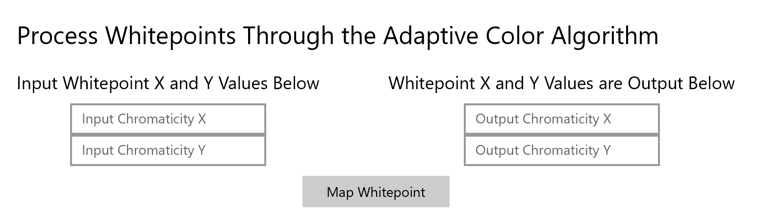 Screenshot showing the manually calculate whitepoint pane.