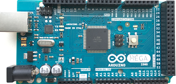 Picture of the Arduino Mega 2560 R3 board.