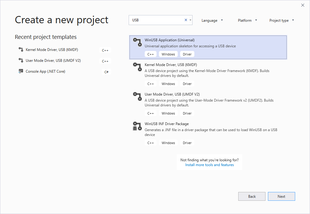 Write a Windows desktop app based on the WinUSB template - Windows drivers  | Microsoft Learn