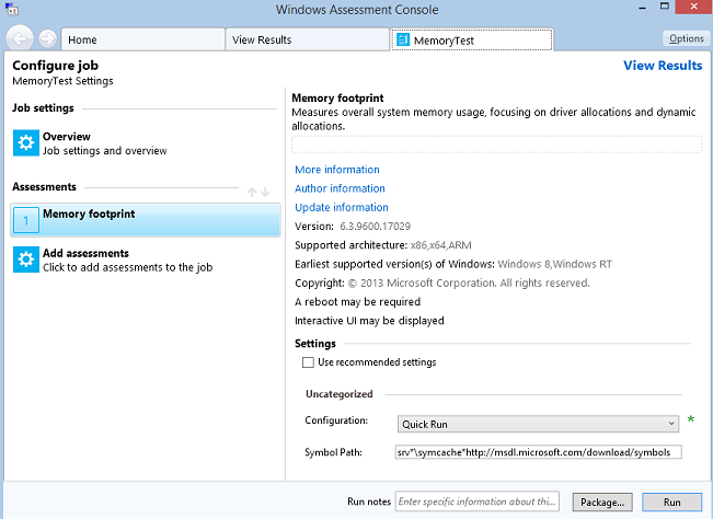 Screenshot of Windows Assessment Console.