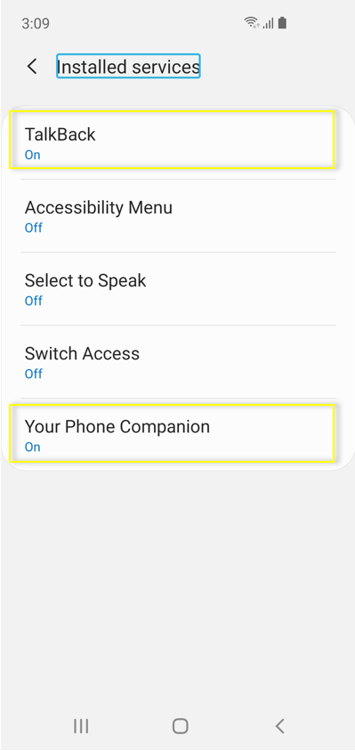 Your Phone companion accessibility service