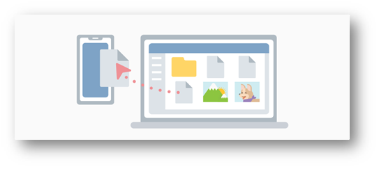 Illustration highlighting file transfer between PC and Phone.