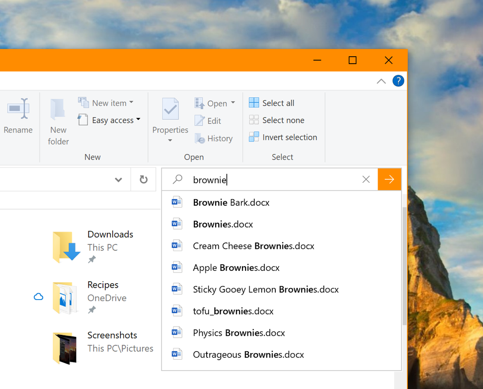 Updated File Explorer search.