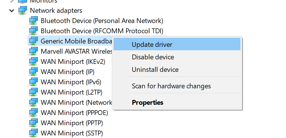 Wan miniport windows 10. Bluetooth device (RFCOMM Protocol TDI). Mobile Broadband. RFCOMM Protocol TDI.