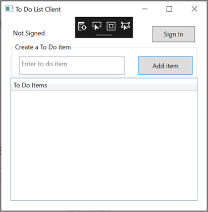 Screenshot of the To Do List Client dialog box.