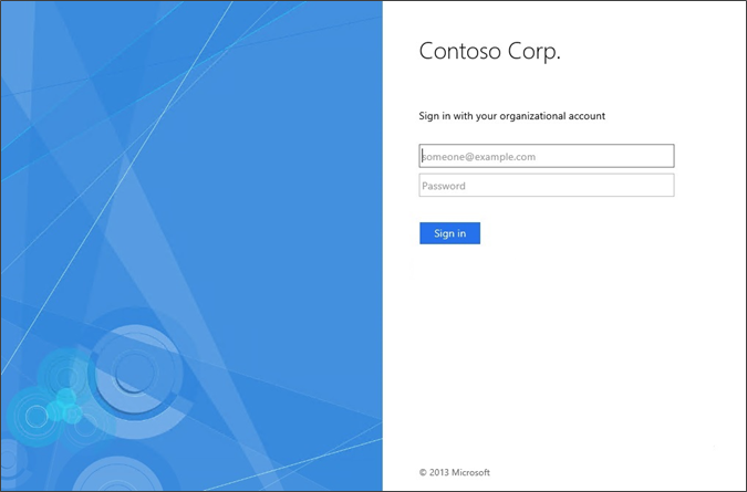 Screenshot that shows the login page for with the copyright at the bottom.