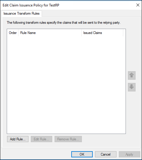 Screenshot that shows where to select Add Rule when you create a rule to send group membership as a claim on a Relying Party Trust in Windows Server 2016.