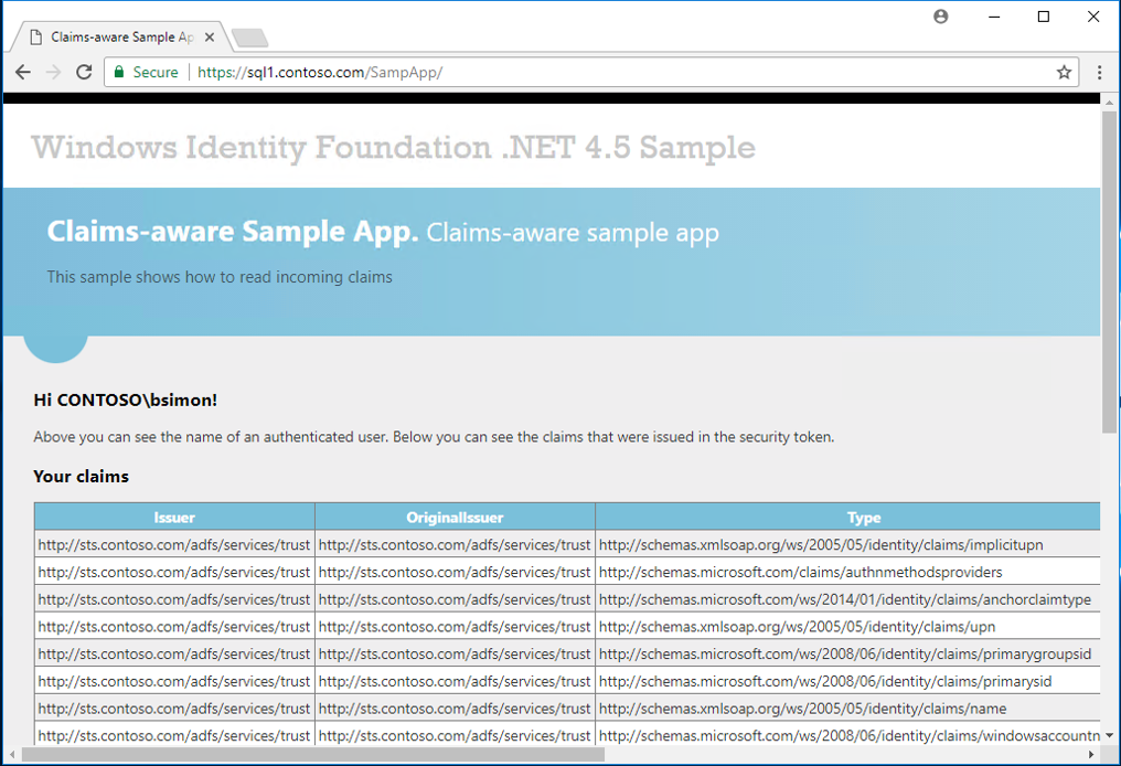 Screenshot of the sample application displayed in a browser.