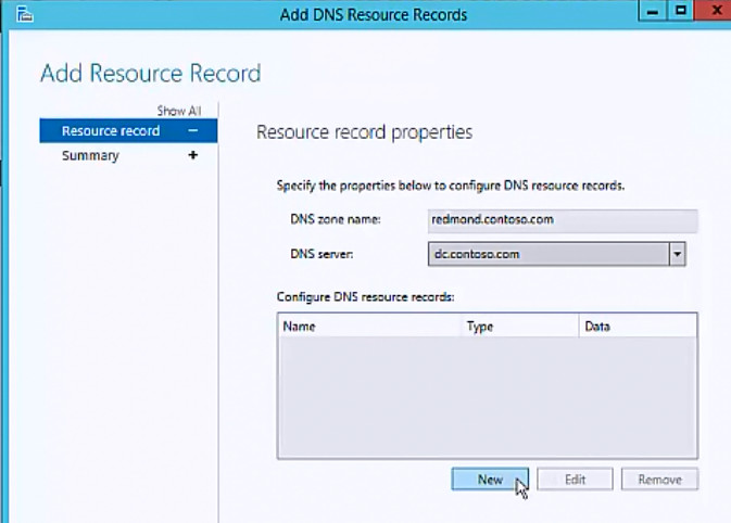 Configure DNS resource records