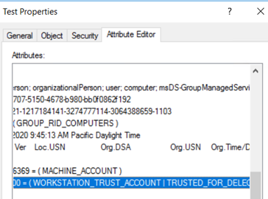 Screenshot of userAccountControl value 81000