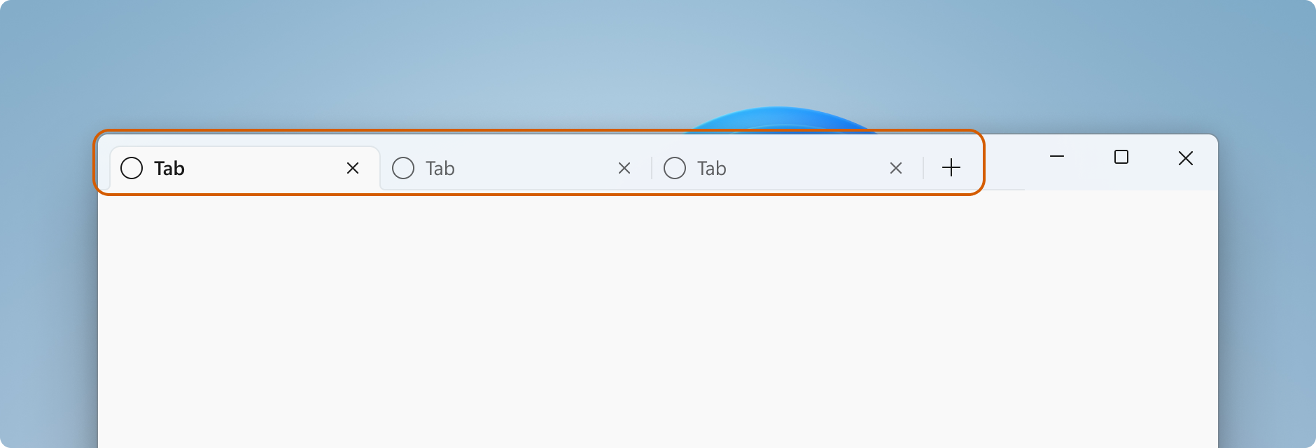An example of a tab view with tabs in the titlebar area