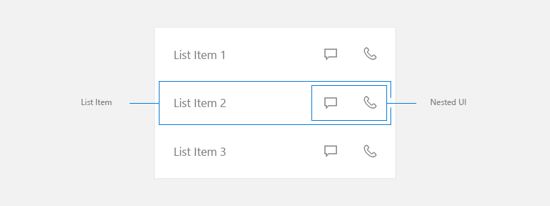 Screenshot showing the parts of a Nested U I.