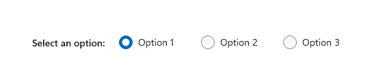 A RadioButtons group, with one radio button selected