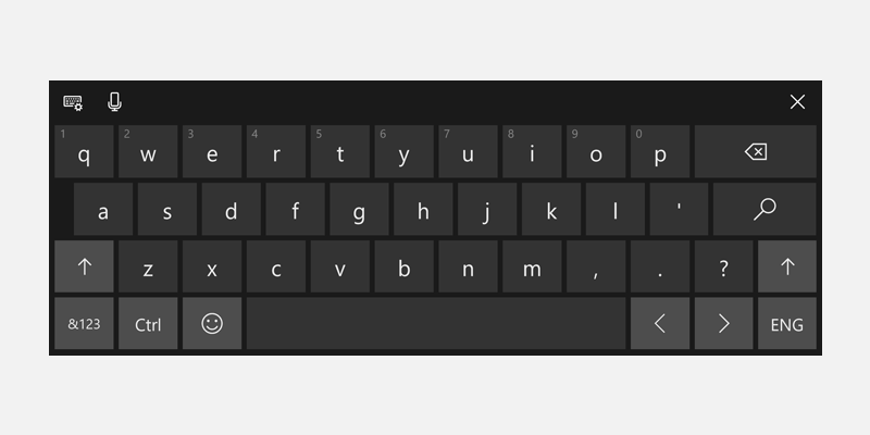 Windows touch keyboard for search
