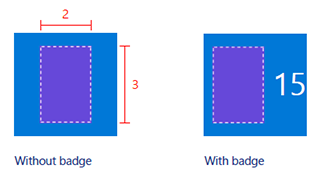 sizing for assets with and without badge