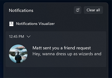 App notification with custom timestamp