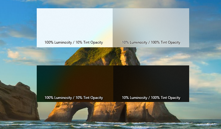 Luminosity opacity compared to tint opacity
