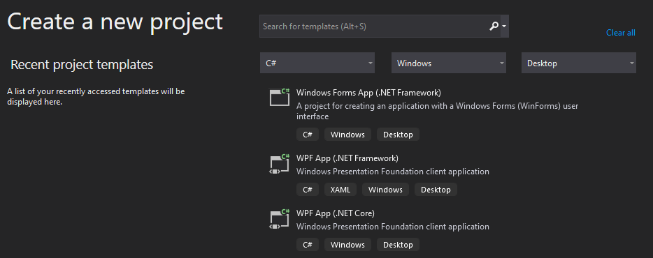 .NET C# project templates
