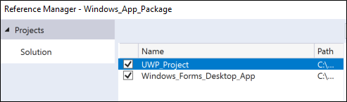 Select UWP project