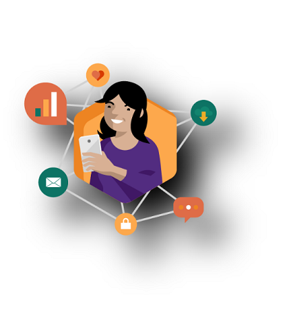 Connected web image with masked drop shadow