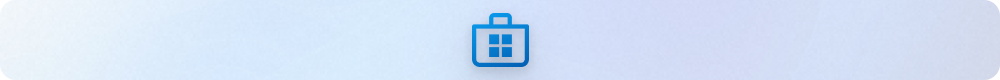 A briefcase icon with a grid pattern representing an app package, displayed against a soft blue gradient background. This header image symbolizes the Microsoft Store publishing process for Windows applications.