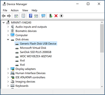 Selecting the usb thumb-drive in Device Manager.