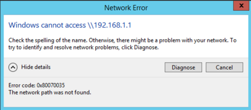 Screenshot of error message "Windows cannot access."