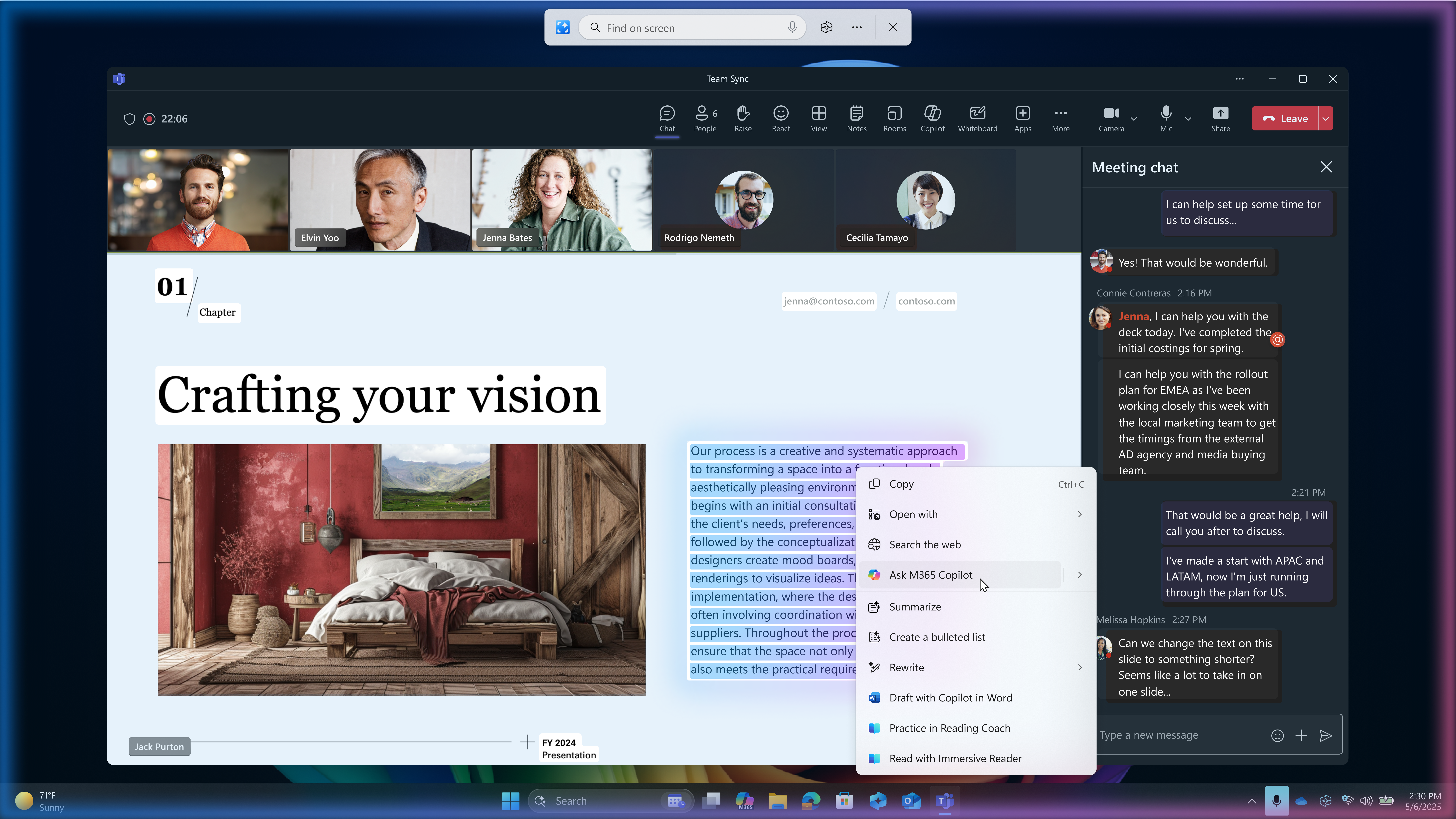 Screenshot of the Crafting your vision in Click to Do.