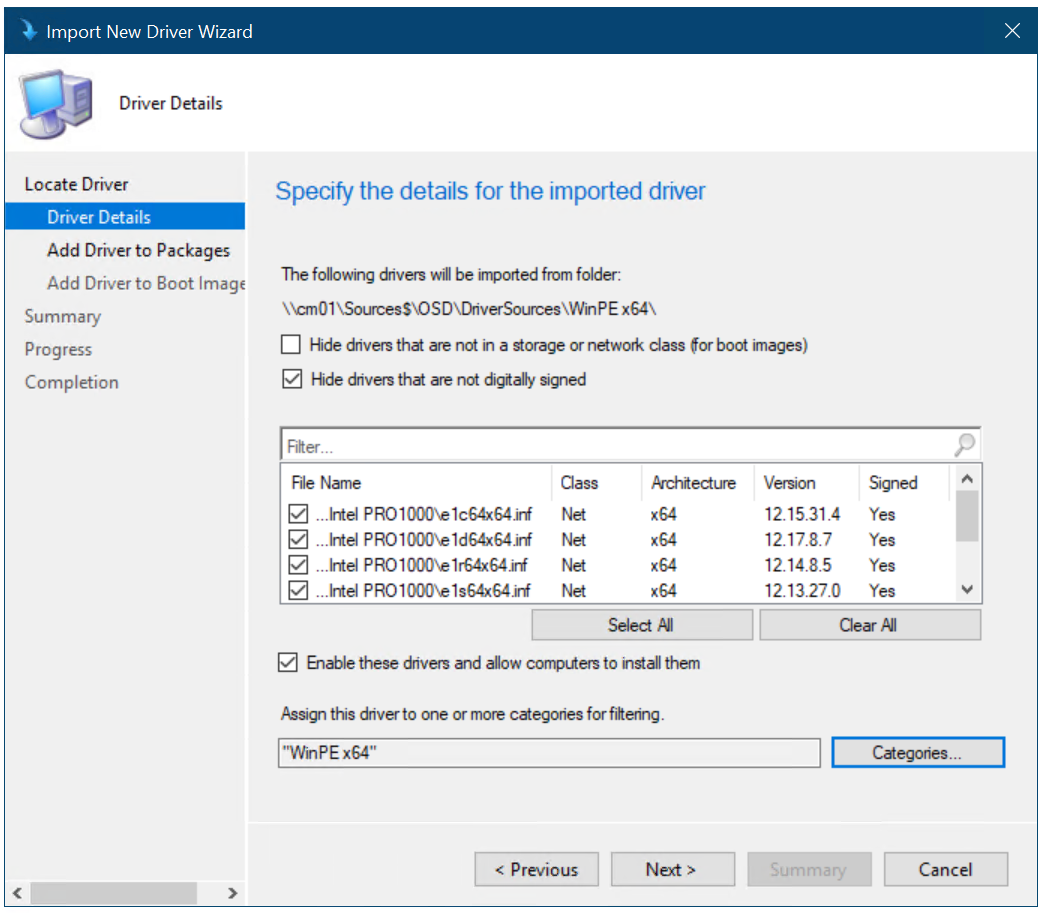 Add drivers to a Windows 10 deployment with Windows PE using Configuration  Manager - Windows Deployment | Microsoft Learn