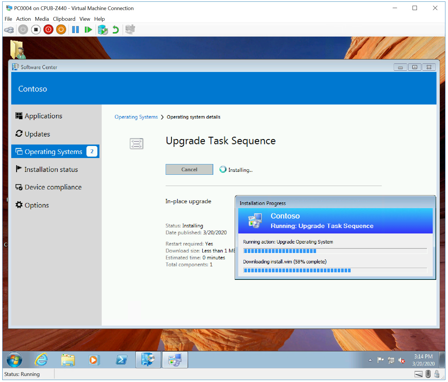 Upgrade task sequence example 1.