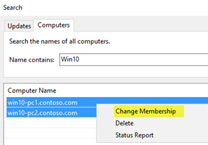 Select Change Membership to search for multiple computers in the UI.
