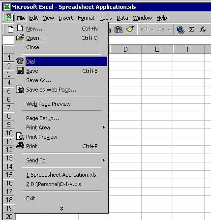 assisted telephony with a spreadsheet application