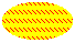Illustration of an ellipse filled with rows of slash characters over a background color 