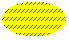 Illustration of an ellipse filled with rows of backslash characters over a background color 