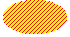 Illustration of an ellipse filled with slanting lines over a background color 