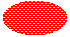 Illustration of an ellipse filled with a grid of wide, slanting lines over a background color 