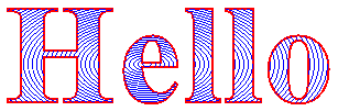 illustration showing the string "hello" filled by a pattern of concentric circles