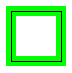 illustration showing a thin black line in the shape of a rectangle, surrounded by a wider green line